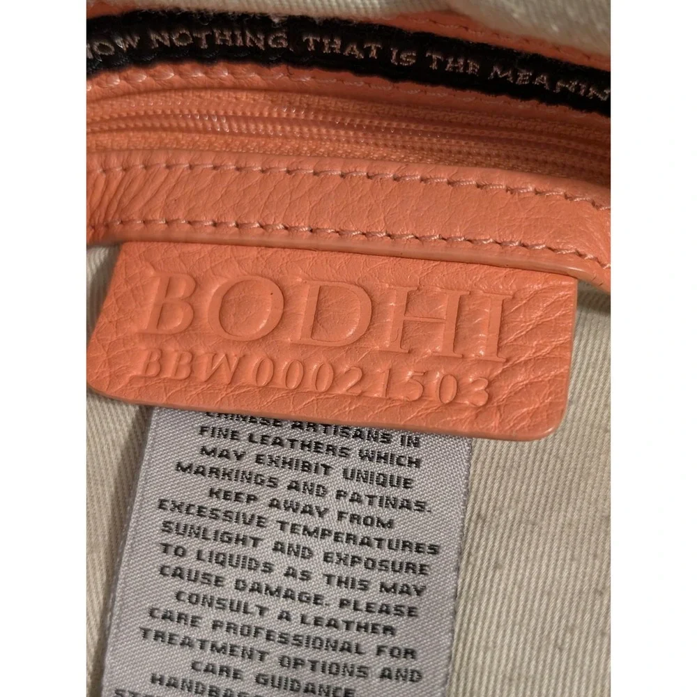 Bodhi Pebbled‎ Leather Peach Hobo Bag With Silver Chain Straps